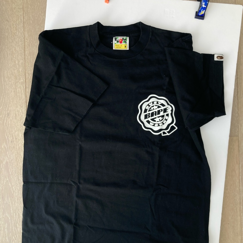 Bape Black Tee with Gold Ape Logo